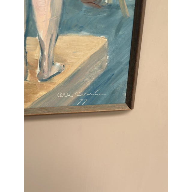 Original swedish oil on canvas – “female model in the studio” by olle c – signed & dated 1977 – framed – 67 × 50 cm (26.4"...