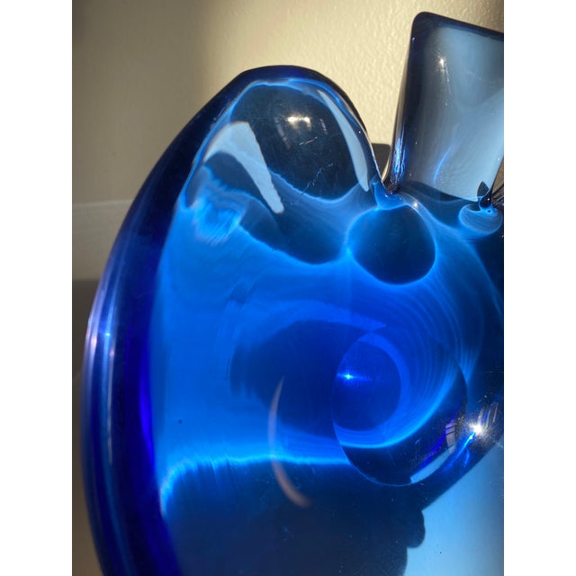 Glass Mid-Century Cobalt Blue Murano Glass Angel Fish-Shaped Bowl For Sale - Image 7 of 7
