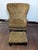 1940s Mid-Century Throne-Height Wingback Chair & Matching Claw-Foot Ottoman in Gold Brocade Velvet For Sale - Image 5 of 6