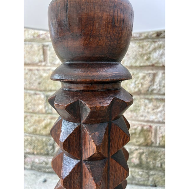 1940s Charlies Dudouyt Wooden Table Lamp, France For Sale - Image 10 of 14