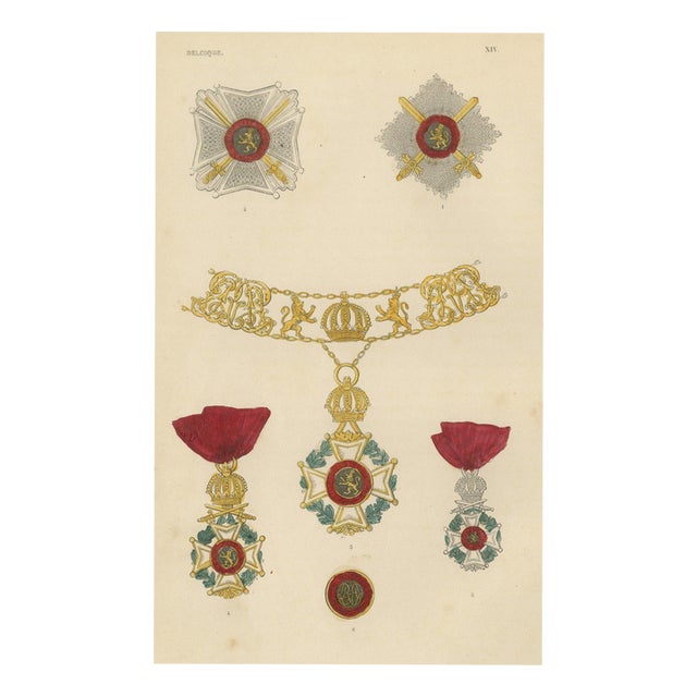 Plate XIV Orders of Belgium and Order of Leopold Stars Badges and Collar, 1844 For Sale