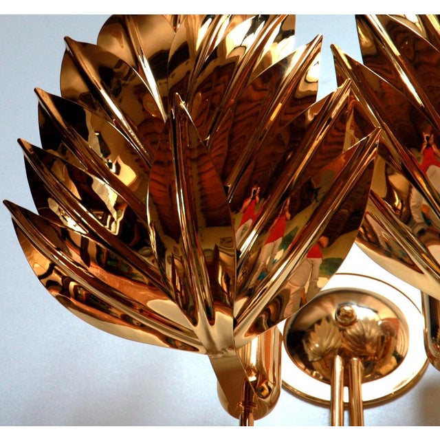 Large Gilt Brass Palm Lamp attributed to Maison Jansen, 1970s For Sale - Image 17 of 18