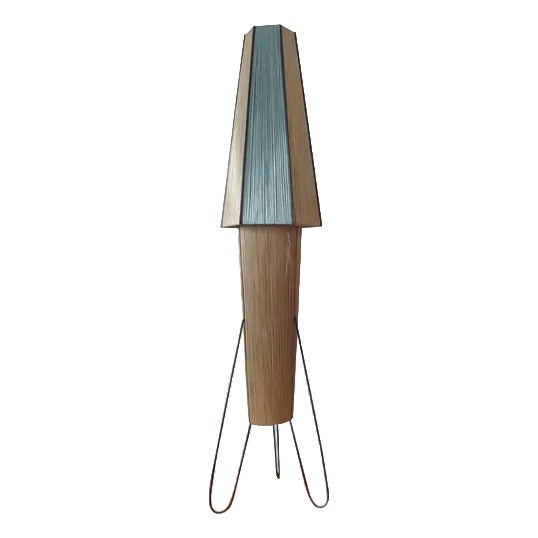 Mid-Century Modern German Rocket Floor Lamp in Metal and Straw, 1960 For Sale