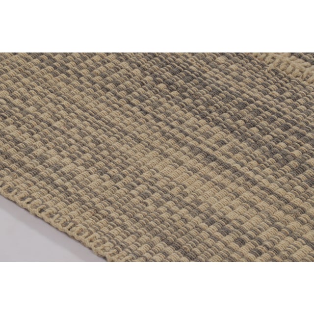 Contemporary Rug & Kilim’s Contemporary Kilim, Beige with Gray Textural Stripes For Sale - Image 3 of 9
