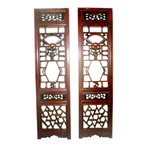 Authentic Antique Chinese Screen Panels; Cunninghamia Wood, Circa 1800-1849 - A Pair