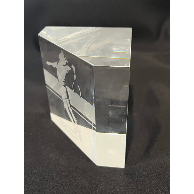 Modern Steuben Crystal Tennis Players Sports Paperweight Signed For Sale - Image 3 of 7