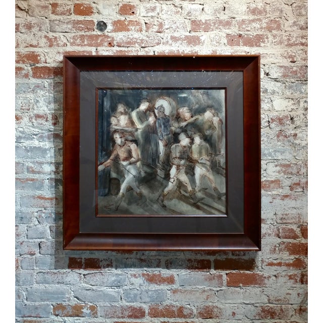 C. 1939 Carl Hugo Beetz "Jockeys" Mixed Media Painting For Sale - Image 9 of 9