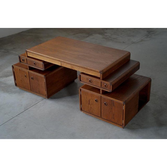 Free Standing Desk in Oak, 1970s For Sale - Image 5 of 16