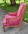 Hollywood Regency Style Bergere Armchair Pink Magenta Striped Satin Accent Chair For Sale - Image 4 of 14