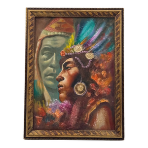 Original Contemporary Indigenous Warrior Oil Painting on Panel
