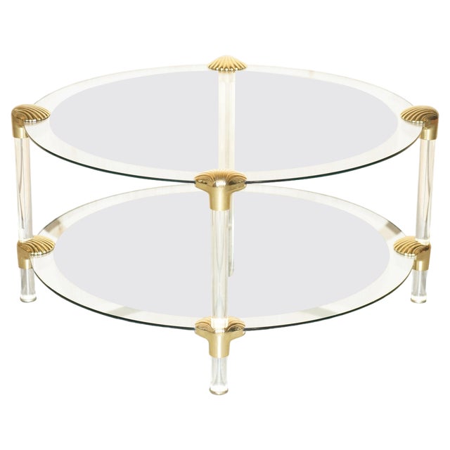 Mid-Century Modern Coffee Table in Brass and Silvered Glass, 1950s For Sale