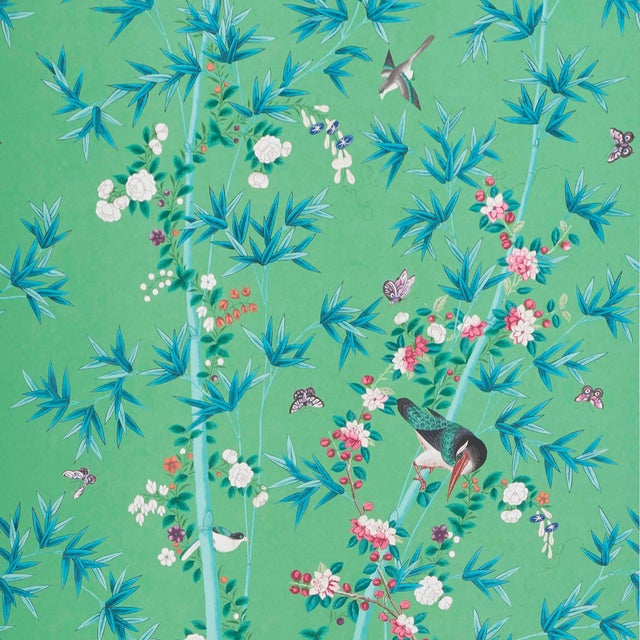 Sample - Schumacher X Miles Redd Brighton Pavilion Wallpaper in Emerald