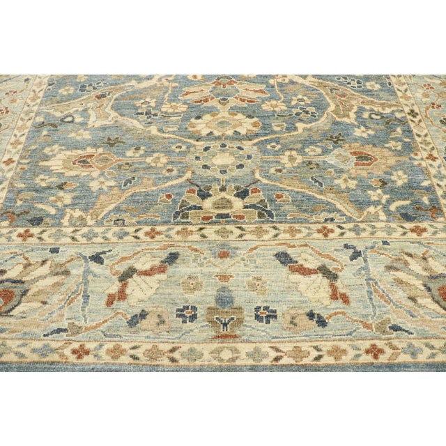 2010s Modern Azure Turkish Sultanabad Rug, 09'03 X 12'03 For Sale - Image 5 of 12