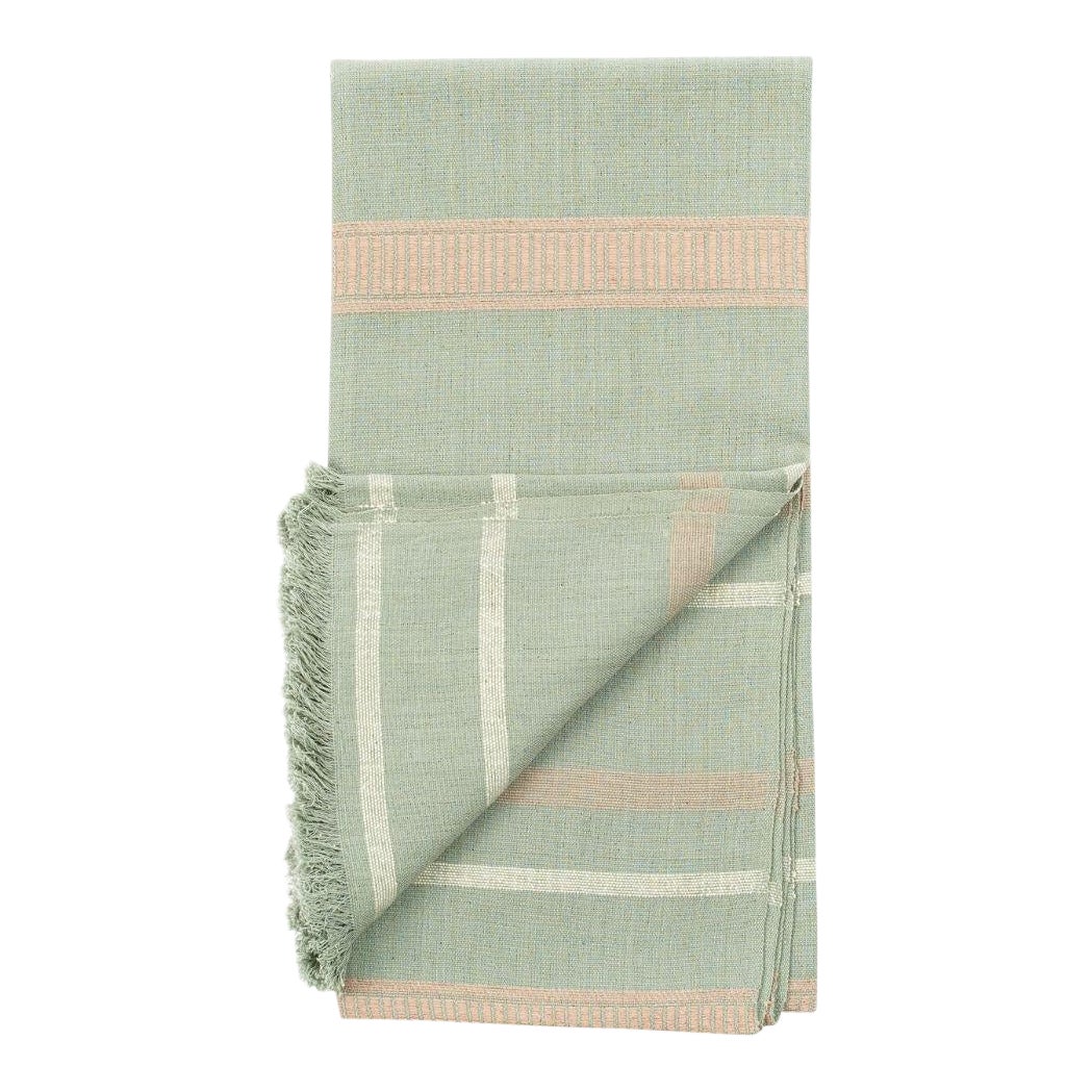 Contemporary Sage Pastel Green & Cream Shades Organic Cotton Handloom ...