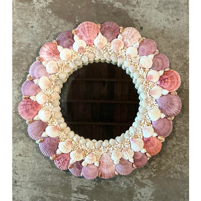 Late 20th Century Vintage Boho Shell Encrusted Mirror For Sale - Image 5 of 6