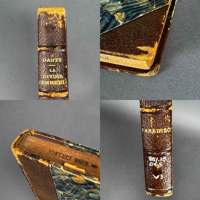 Animal Skin Antique Late 1800's Dante Divina Commedia Paradiso in Italian Gilded Leather Hc For Sale - Image 7 of 10
