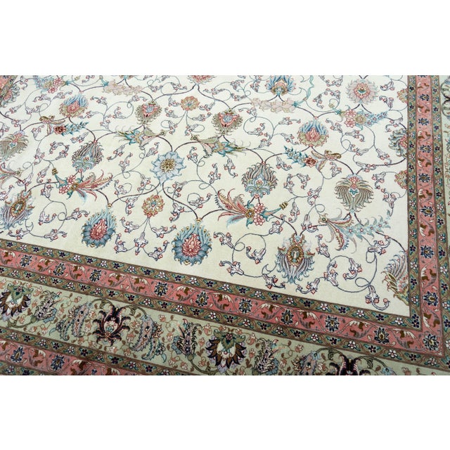 Hand-Knotted Tabriz 50 Raj Rug with Silk Content For Sale - Image 6 of 11