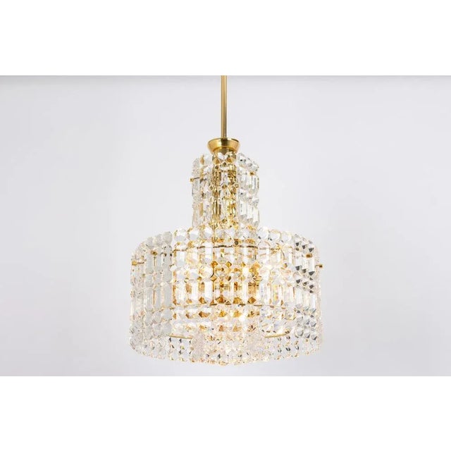 Chandelier, Brass and Crystal Glass attributed to Kinkeldey, Germany, 1970s For Sale - Image 4 of 9