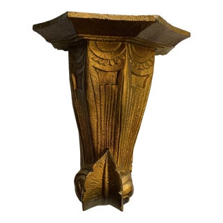 1940s Vintage Gold Painted Solid Wood Corbel Shelf For Sale