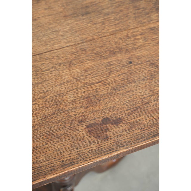 Antique English Oak Tilt-Top Table in Square Shape, 19th Century For Sale - Image 9 of 15