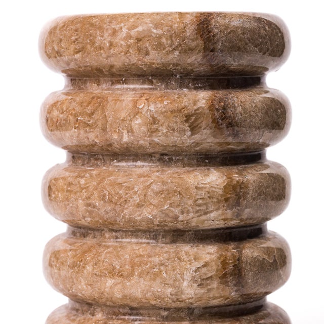 Brown Marble Layered Vase For Sale - Image 4 of 6