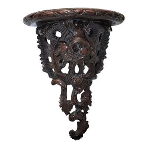 Traditional Maitland-Smith Carved Mahogany Wall Shelf Bracket