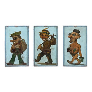 French Vintage Painted Shooting Targets - Set of 3 For Sale