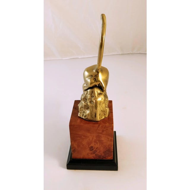 Mid 20th Century Vintage Brass Mountain Lion Sculpture For Sale - Image 5 of 11