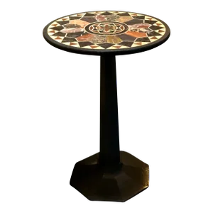 Pietra Dura Inlaid Marble Side Table, Italy 19th Century.