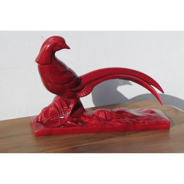 Maroon Ceramic Pheasant Figurine, 1930s For Sale - Image 8 of 8