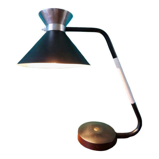 Modernist French Black and White Jumo Desk Lamp, 1950s For Sale