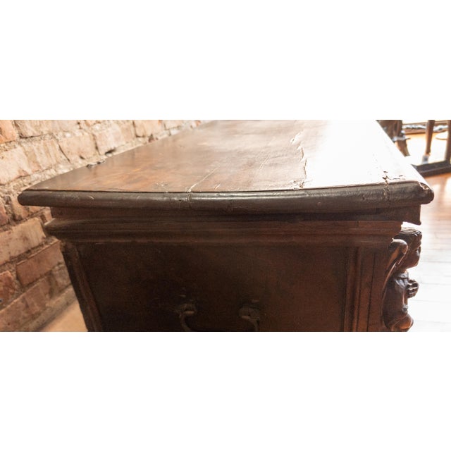 17th Century Italian Baroque Walnut Cassone Chest With Crest and Burl Panels For Sale - Image 18 of 18