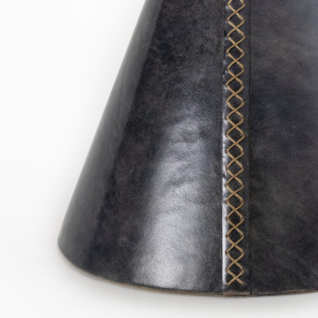 2020s Gabe Leather Accent Table, Black For Sale - Image 5 of 8