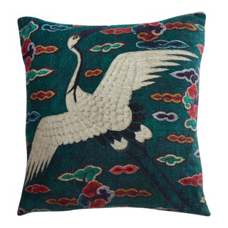Crane Velvet Pillow 18"x18" For Sale