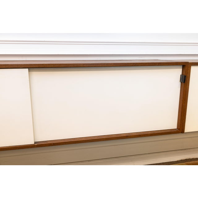 Pair of Vintage 1960s Florence Knoll Floating Credenzas Walnut & White Laminate For Sale - Image 14 of 15