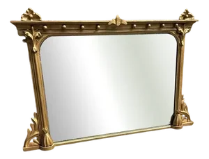 Antique English Carved Wood and Gesso Gilt Overmantle Mirror