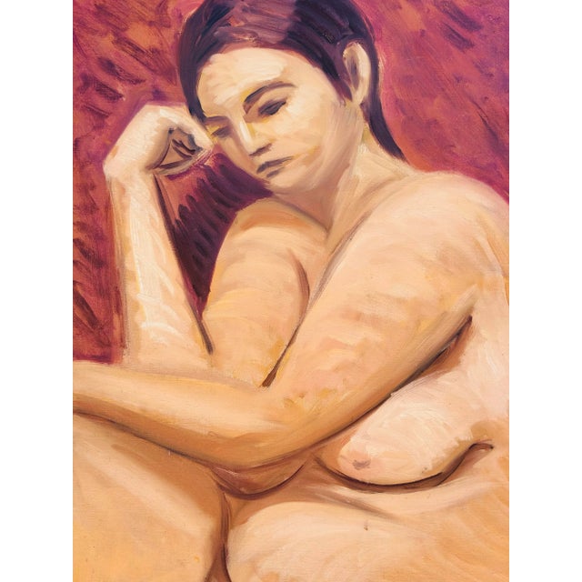 Figurative Vintage Oil Painting on Canvas of Nude Woman For Sale - Image 3 of 7
