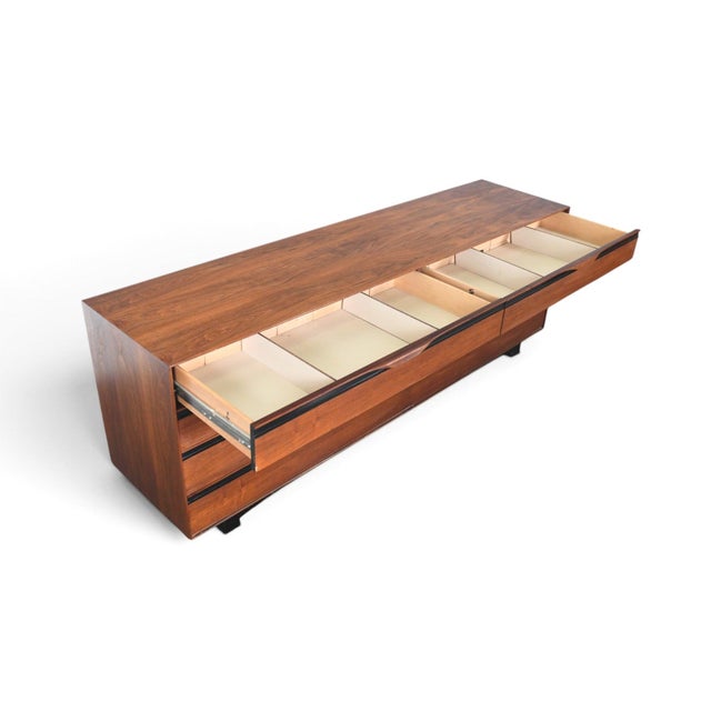 Brown Mid 20th Century John Kapel Low Eight Drawer Dresser in Walnut For Sale - Image 8 of 10