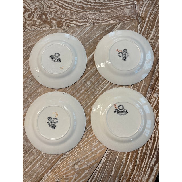 English Early 20th Century F. Winkle & Co Whieldon Ware Pheasant Fruit Saucer Set of 4 For Sale - Image 3 of 8