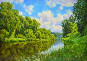 Quiet River.Modern Original Hand Painting.