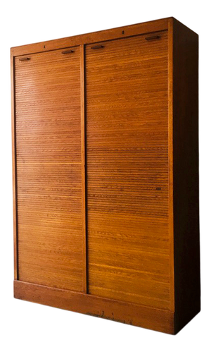 Danish Teak Rolling Doors Storage, 1960s