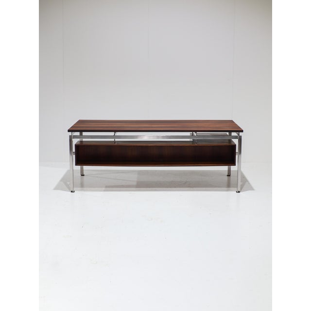 Mid-Century Modern Executive Desk in Kingwood and Steel by Poul Kjaerholm, Denmark, 1950s For Sale - Image 3 of 18