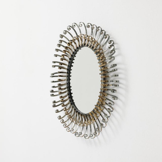 Mid-Century Modern Sunburst Mirror in Brass, 1960 For Sale - Image 10 of 14