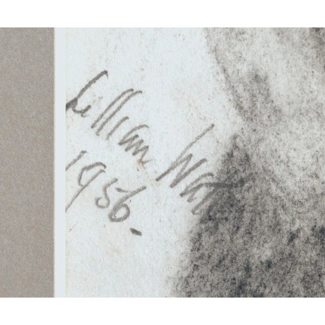 William Clothier Watts Portrait of a Gentleman Realism Charcoal on Paper 1956 For Sale - Image 4 of 5