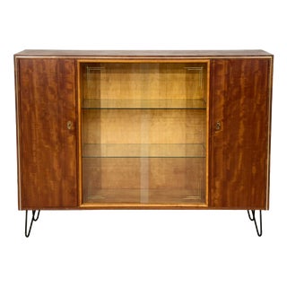 Mid-Century Wood and Glass Highboard, 1960s For Sale