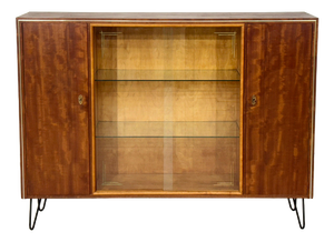 Mid-Century Wood and Glass Highboard, 1960s