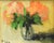 French Country Peachy Bouquet of Flowers Oil Painting Including the Antiqued Gold Wood Frame For Sale - Image 3 of 5