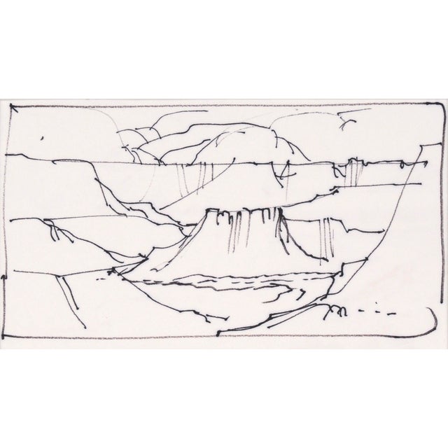 American Grand Canyon Plateau - Line Drawing Landscape in Ink on Paper by Laurence Sisson For Sale - Image 3 of 5