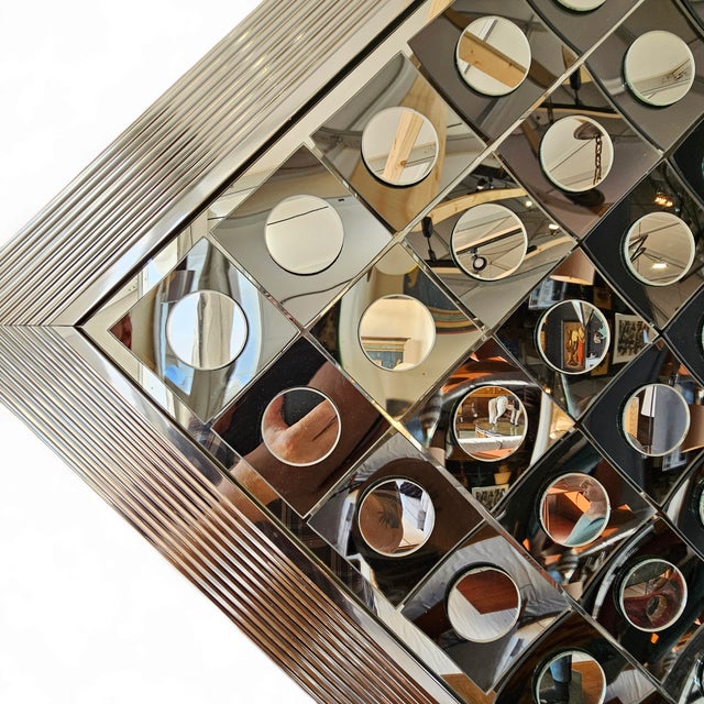 Mid-Century Modern Mid Century Geometric Op Art Square Mirror by Hal Bienenfeld, 1970's For Sale - Image 3 of 6