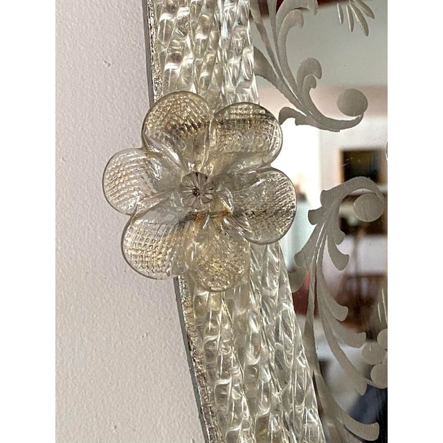 Antique large beautiful and rare ornate Murano Venetian style mirror. The mirror has lovely engravings and is detailed...